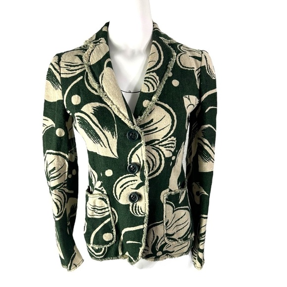 Moschino Cheap and Chic Blazer Green Floral Print Linen Size 6 - Picture 6 of 8